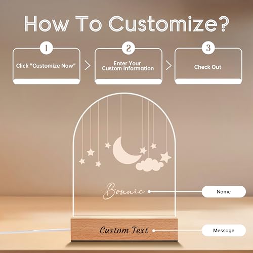 Lámpara de noche personalizada con placa acrílica para bebés miniatura 4