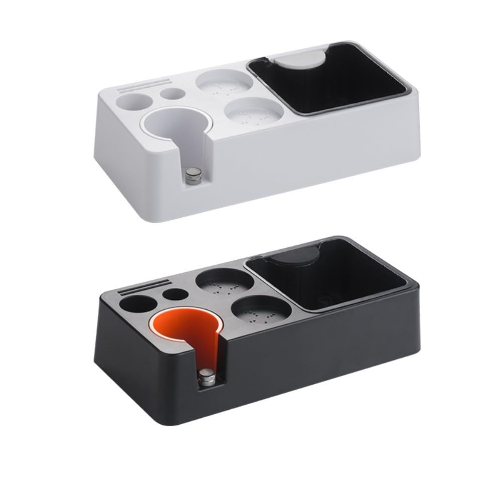 Espresso-Klopfbox & Statistik für 51 58 mm Siebträger, rutschfester Boden, leicht zu reinigen, abnehmbares Design, erhältlich in Schwarz oder Weiß, perfektes Kaffee-Zubehör