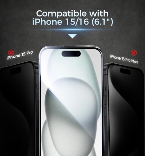 Image of MAGIC JOHN 3rd Gen Upgraded for iPhone 15 /iPhone 16 Screen Protector 6.1 Inch, HD Clear, Shatterproof Tempered Film, Bubble Free, Easy Installation, 2 Pack