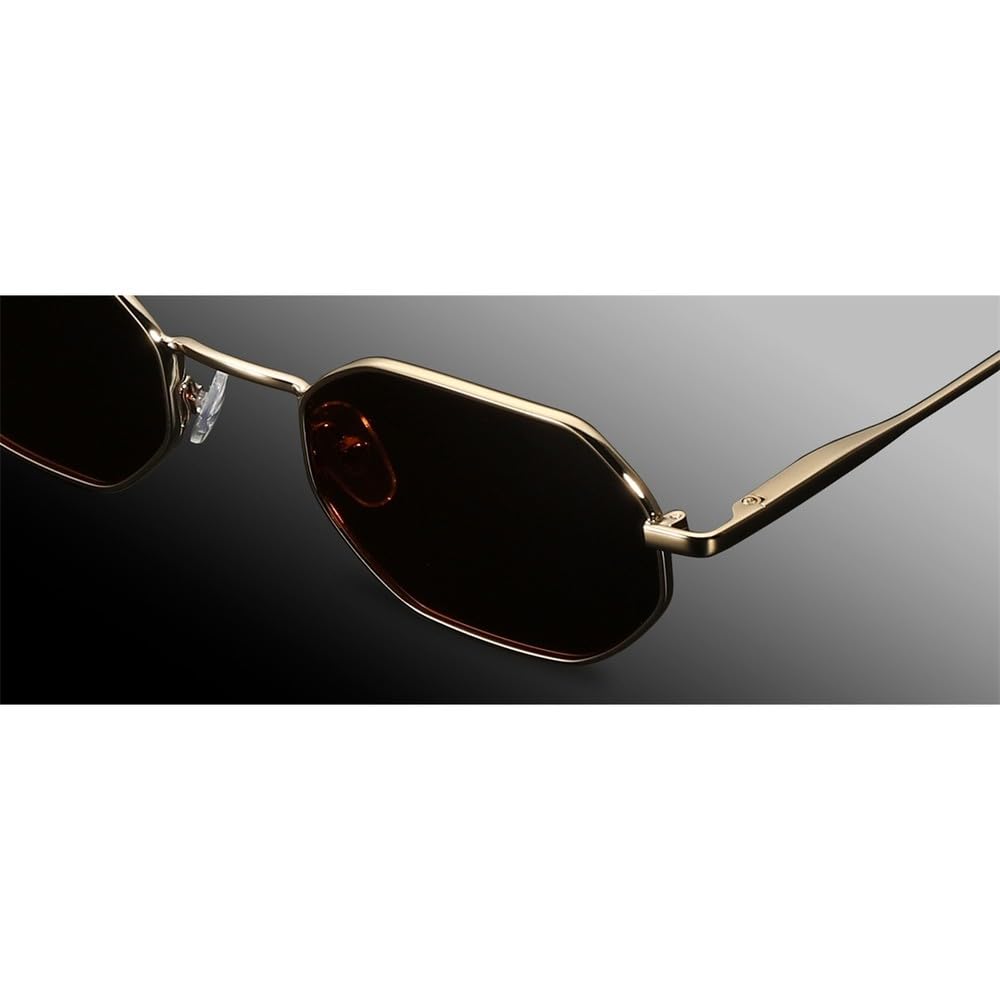 Occhiali da sole polarizzati retrò piccoli poligonali da donna in metallo UV400, occhiali da sole da uomo antiriflesso UV400, occhiali da guida