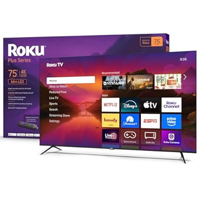 Roku Smart TV – 75-Inch Plus Series, Mini-LED TV – RokuTV with Enhanced Voice Remote – Flat Screen 4K QLED Television with Dolby Vision & Wi-Fi for Streaming Live Local News, Sports