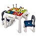 amzdeal Juego de Mesa y 2 Sillas Infantiles Mesa de Bloques para Niños Mesa de Actividades Multiusos con Bloques de partículas Grandes y Pequeños Mesa de Estudio Mesa de Comedor Mesa de Juego