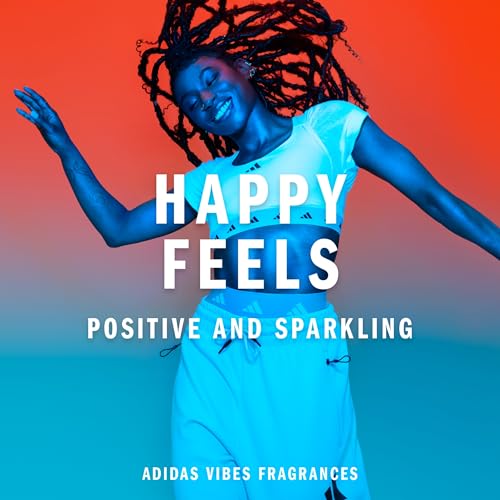 Image of Adidas Vibes Happy Feels Eau de Parfum 1.6 fl oz (Pack of 1), Notes of Floral, Grapefruit, and Vanilla, Unisex Fragrance, Long Lasting, Sporty Fragrance, Travel Size
