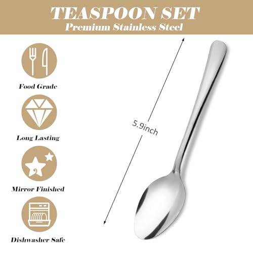 Image of 120 PCS Teaspoons Set - Windsor Stainless Steel Tea Spoons 5.9 Inch with Dishwasher Safe Small Spoons,Metal Dessert Spoon,Dinner Spoon Silverware for Home,Kitchen or Restaurant