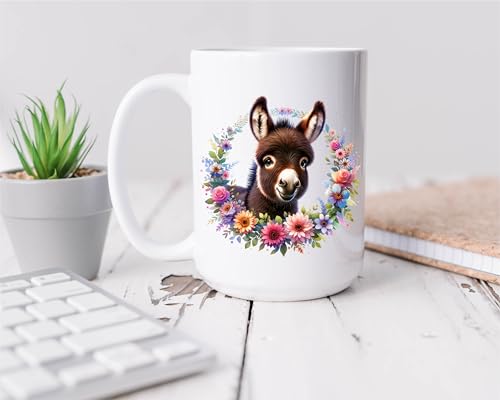 Taza de cerámica con diseño de burro, 15 oz, multicolor miniatura 3