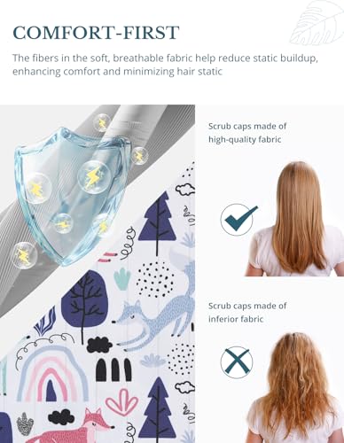 Image of Scrub Caps for Men and Women with Buttons, Classic Surgical Caps | Double-Sided Printed, Adjustable,Long Hours, Sweatbands, Fabric Help Reduce Static Buildup