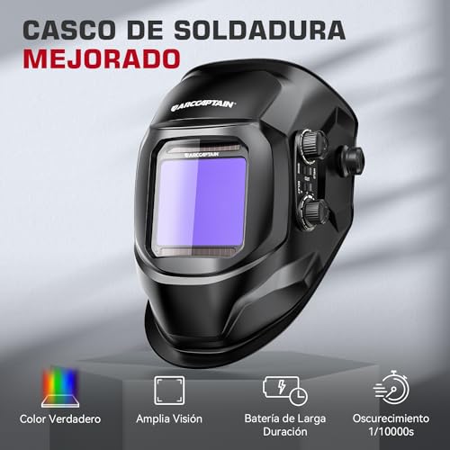 Miniatura 3 de Arccaptain Careta Soldar Automatica, Vista Grande Color Verdadero Accionado Por Energía Solar, 4 Sensores Sombra 4 5-9 9-13 Para Tig Mig Arc Cut