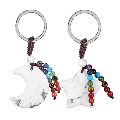 SUNYIK Pack of 2 White Howlite Turquoise...