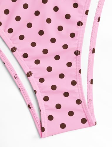 Image of ZAFUL Women's Polka Dot Bikini Set Double Layer Halter Swimsuit Colorblock Side Tie 2 Piece Bathing Suit