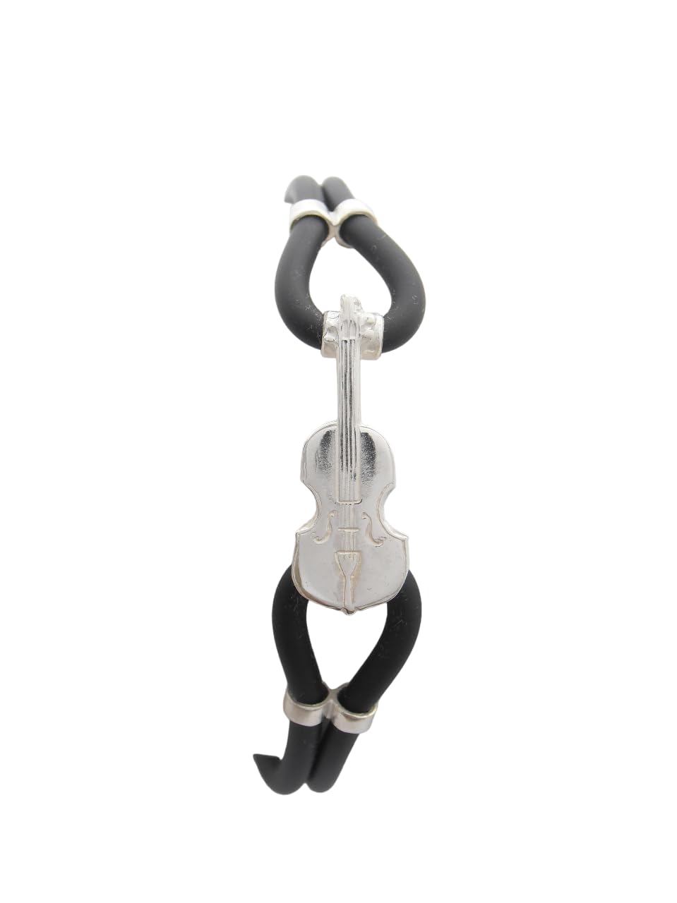 Violino : Braccialetto in Argento 925 e Caucciù - Bracciale Musicista - Musica - Strumento Musicale