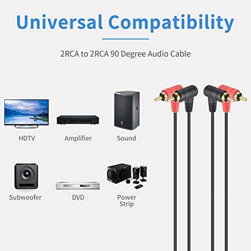 Duttek 90 Degree 2RCA Cables 1M, 2-Male to 2-Male RCA Audio Stereo Subwoofer Cable Audio Cord Cable for Audio Speakers - Image 4
