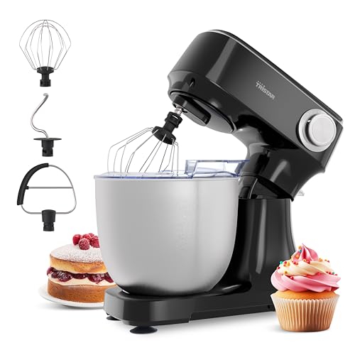 Robot Pâtissier Tristar avec Bol en Acier Inoxydable de 4,5 L, Puissance 1 200 W, 12 Vitesses avec Fonction Pulse, Tête Inclinable, Couvercle Anti-Éclaboussures, MX-4870