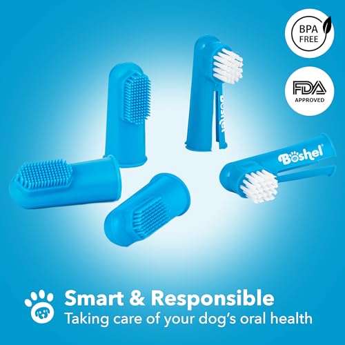 Boshel Finger Toothbrush for Dogs (8 pc) - Deep Teeth Cleaning Dog Tooth Brushing Kit for Finger, Silicone & Nylon Pet Tooth Brush, Best Dog Toothbrush, Large Breed Oral Dental Toothbrushes