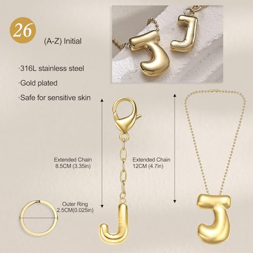 COTATI Gold Plated Bubble Letter Keychain for Women Initial Monogram Pendant Charm Keychains for Bag Handbags Purse