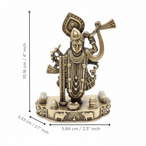 Image of eCraftIndia Golden Brass Lord Shrinathji Idol for Home Living Room Office