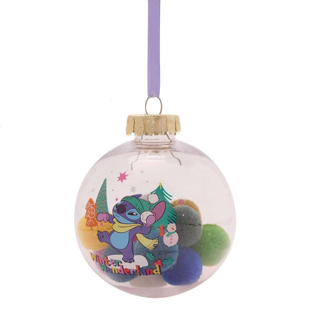 Disney Stitch - Bolas de Navidad para colgar en el árbol de Navidad (8 cm, con pompones, 7 unidades, con caja de regalo)
