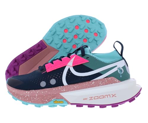 Nike Zoomx Zegama Trail 2 Unisex Shoes Size 8, Color: Armory Navy/Sail/Green Frost-Multi-Colored