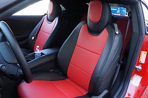 Iggee 2010-2015 Chevy Camaro Black/Red Artificial Leather Custom fit Front seat Cover by Iggee - Image 2