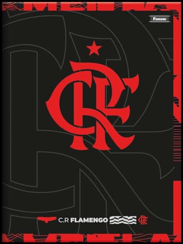 Kit de Caderno, Brochura Universitário, Capa Dura, Flamengo, 80 Folhas, Foroni, Pacote com 5 Unidade