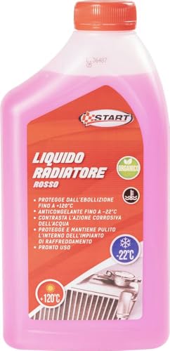 Start Liquido radiatore Rosso 1L -22°C antigelo Professionale per Motori con monoblocco in Alluminio, Ideale per Auto Benzina e Diesel, Protegge da corrosione, Usura e surriscaldamento