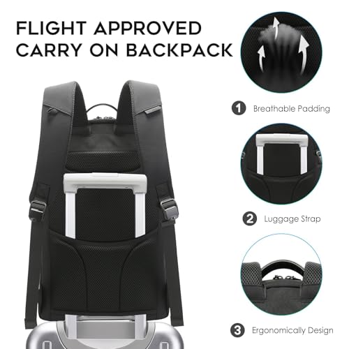Image of Red Lemon BANGE Captain Business Smart Backpack Waterproof fit 15.6 Inch Laptop Backpack, Travel Durable Backpack for Men and Women (Black - Version 2.0)