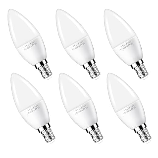 Flaspar Ampoules Bougie à LED E14, 7W Équivalent 60W, Blanc Chaud 3000K, 600 Lumens, Pour éclairage décoratif, Les Lampes de Table, Non Dimmable, Lot de 6