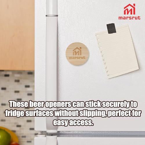 30pcs Bamboo Bottle Opener, Bulk Wooden Openers, 2.6" Fridge Magnetic Round Beer Opener Sticker for DIY Bar Decoration Refrigerator Coaster Gift Guest Lover Wedding Kitchens Home Parties, with Logo by Marsrut - Image 4