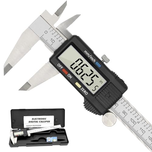 Digital Caliper Precise Measuring Tool, Vizbrite 6 inch Stainless Steel Electronic Vernier Calipers with Auto-Off Large LCD Screen, Accurate to ±0.001in/0.01mm, Easy Use Caliper