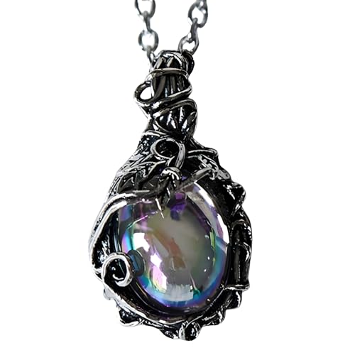 Collier pendentif aurore boréale en acier durable au fini argenté - 2