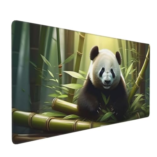 Tapis de Souris Gaming XXL Mousepad 700X300 mm, Grand Tapis de Bureau sous Main avec Base en Caoutchouc antidérapante, Texturée Résistant à Usure Lavable, pour Gamer/Personnel Animaux Panda H-291