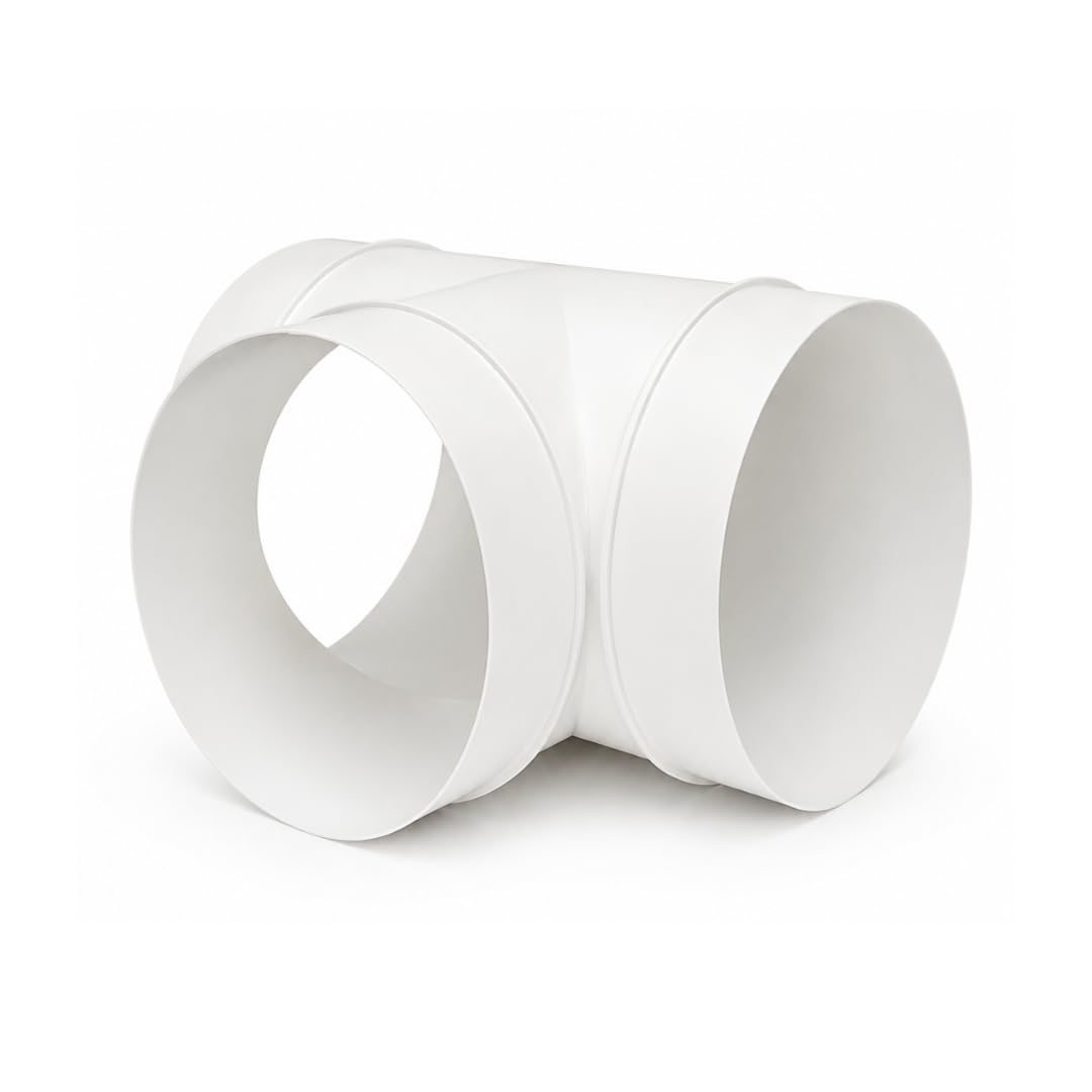 100 Mm White Pvc Pipe T Joint Ducting Connector For Round Plastic Tube 4 Inch Tee Piece For Cooker Hood Extraction Whole House Ventilation Passive 5056194037792