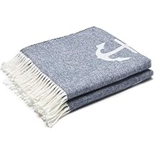 Arus Acrylic Highlands Collection Queen Size Tartan Plaid Design Throw Blanket Blue-Anchor, 60x80 inches