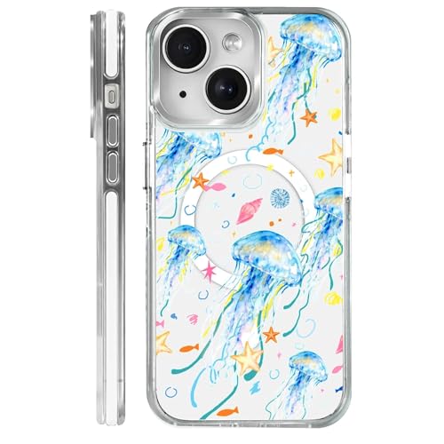 Coque rigide anti-chute iPhone 13 compatible Magsafe transparente avec étoiles de mer