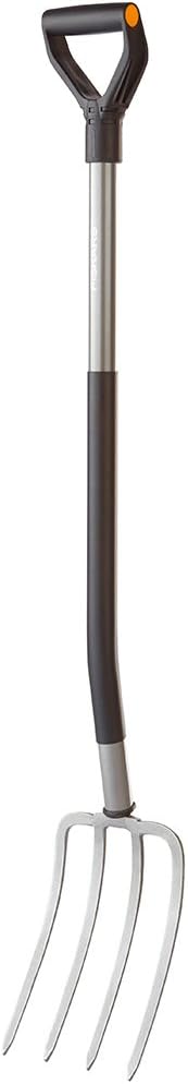 Fiskars Ergo D-handle Steel Garden Fork (47 Inch), Silver/Black