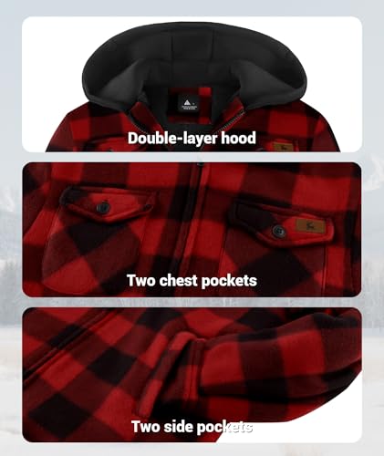 Image of ZITY Boys Flannel Jacket Sherpa Lined Zip Up Hoodie