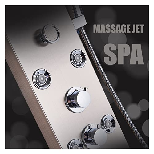 Shower Panel Tower Stainless Steel Led Light Shower Panel Faucet Wall Mounted Spa Massage System Shower Column System Digital Temperature Screen Led Shower Column Stainless Steel Brushed ( Color : 800 #TOP5