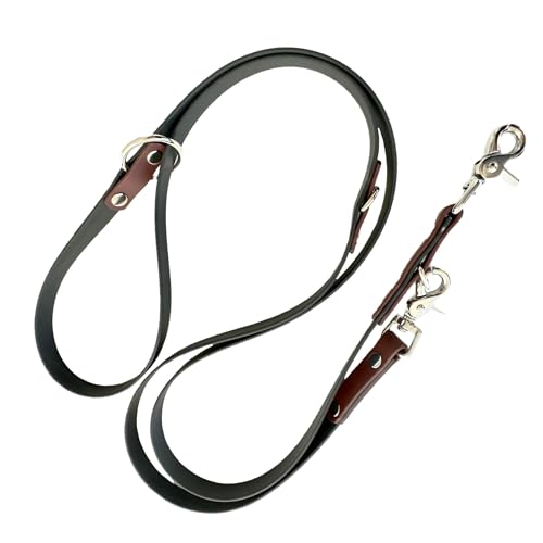 Original Biothane® Hundeleine 2m - Verstellbar, Wasserfest & Robust, mittel-große und kleine Hunde, Scherenkarabiner Bruchlast 160 kg (Schwarz/Braun/Silber)