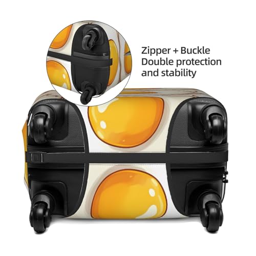Fried Eggs Elastic Travel Luggage Cover, Washable Spandex Suitcase Protector, Anti-Scratch Fits 18-32 Inch4