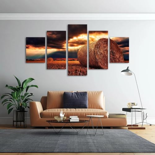 Toile 5 parties ferme et paysage de ranch pour grande decoration murale