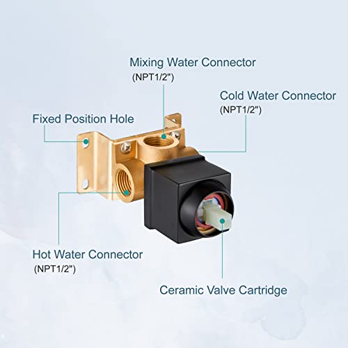 Aolemi Matte Black Wall Mount Bathtub Sink Faucet Tub Filler With Extra Long Rotating Tub Spout One Hole Single Handle Rough-In Valve Included Bathroom Basin Mixer Tap #TOP4