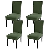 Fuloon 4 Pack Super Fit Stretch Removable Washable Short Dining Chair Protector Cover Seat Slipcover for Hotel, Dining Room, Ceremony, Banquet Wedding Party