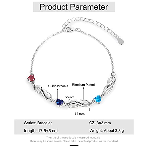 Personalized Infinity Mothers Bracelets Custom 1-7 Names Heart Birthstone Bracelets for Women Adjustable Link Bracelet Gifts for Mom Grandma2