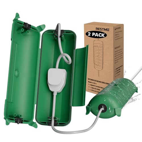 RESTMO Lot de 2 boîtes de connexion d'extérieur étanches IP44 – Cache-cordon de rallonge électrique résistant aux intempéries – Fermeture à joint de...