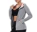 AMZSPORT Damen Laufjacke Sportjacke Langarm Trainingsjacke Sweatjacke mit Tasche Für Yoga Fitness Grau L