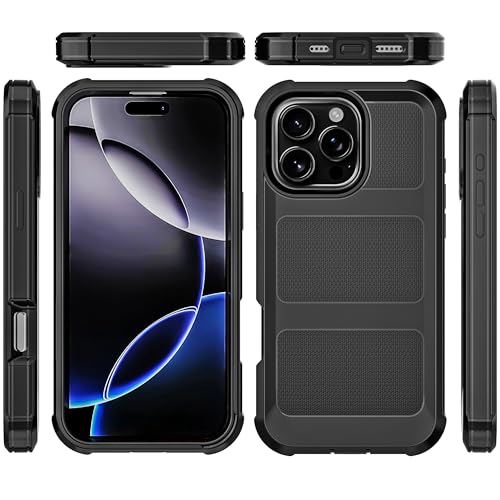 Image of Cubix Armor Defender Rugged Case Compatible for Apple iPhone 16 Pro Back Cover Slim, Shockproof, Dual-Layer Design with Camera Protection - Black