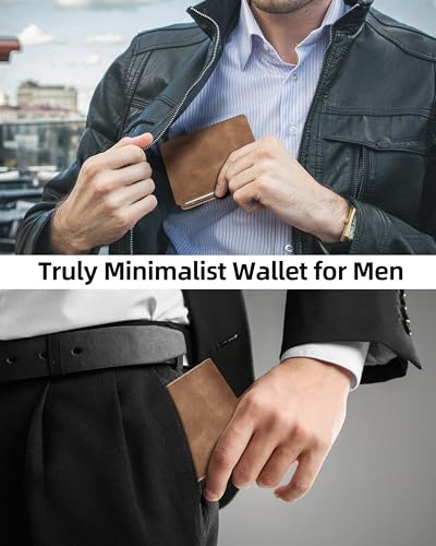 Image of Wallet for Men, Built-in Bluetooth Tracker with Apple Find My (iOS Only), RFID Blocking Bifold Mens Air Tag Wallet with GPS Tracker, Rechargeable Wallets Finder, Gift for Him, Brown