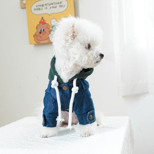 Camisa con capucha de mezclilla para perro pequeño miniatura 3