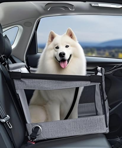 車 ドライブ ペット 一緒にお出かけ ペットを乗せる シート 車用ペットシート ペットドライブシート 犬 大型犬 防水パッド ドライブボックス キャリー (はいいろ, 大型)