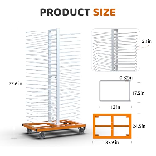 Image of MOOFI 50 Shelves Paint Drying Rack with 4 Locking Casters for Cabinet & Full-Size Doors Drying Rack - Heavy Duty Art Studio Space Saving Storage Rack, 2.1 inch Shelf Spacing, 25lbs Capacity per Level