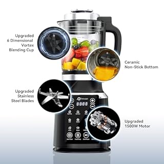 Glass Blenders for Kitchen with Tamper, Blender for Smoothies, Professional Blenders 1500W Motor, 9 Adjustable Speeds, 14 Preset Programs, High-Speed Heating Blender for Nut Milk, Soups, Sauces & More